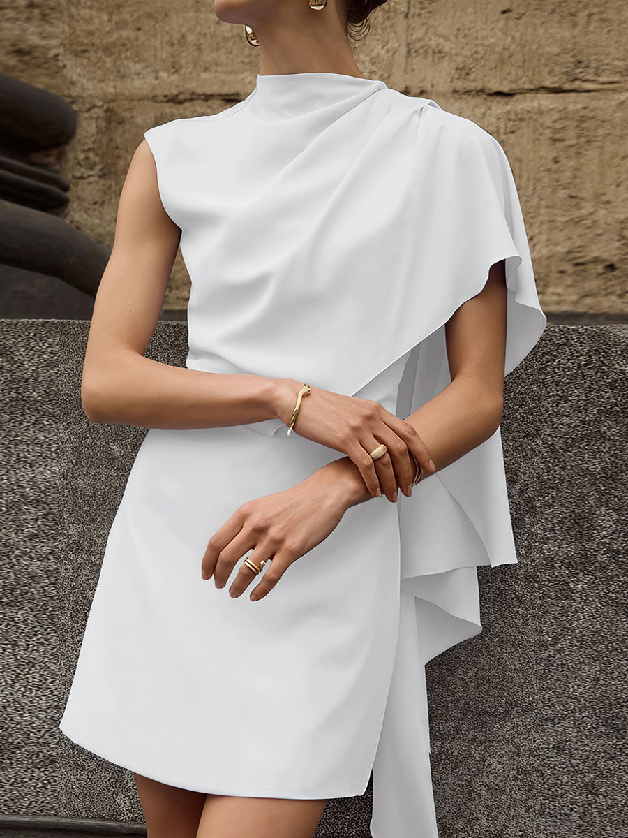 Alwen Irregular Sleeveless Waist Cinching Elegant Dress