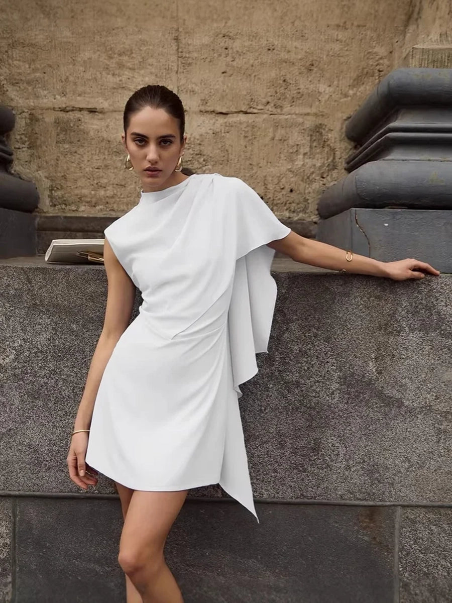 Alwen Irregular Sleeveless Waist Cinching Elegant Dress