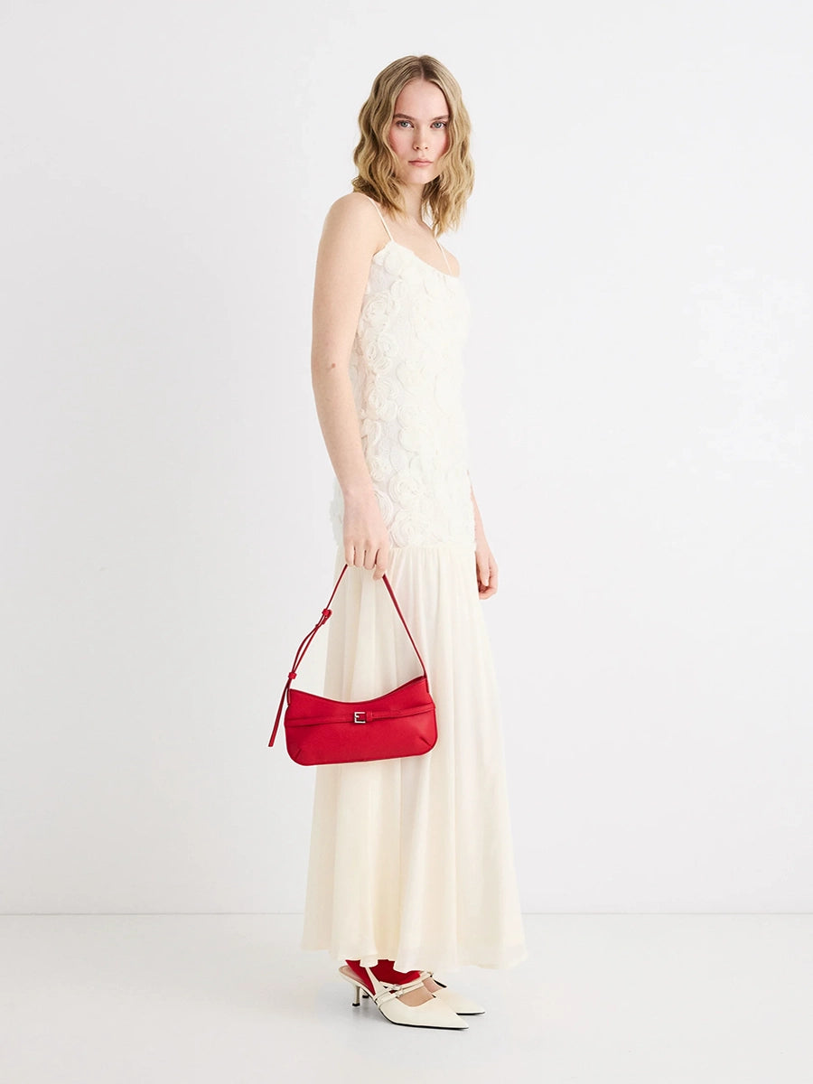 Anatella 3D Flower Chiffon Patchwork Maxi Dress