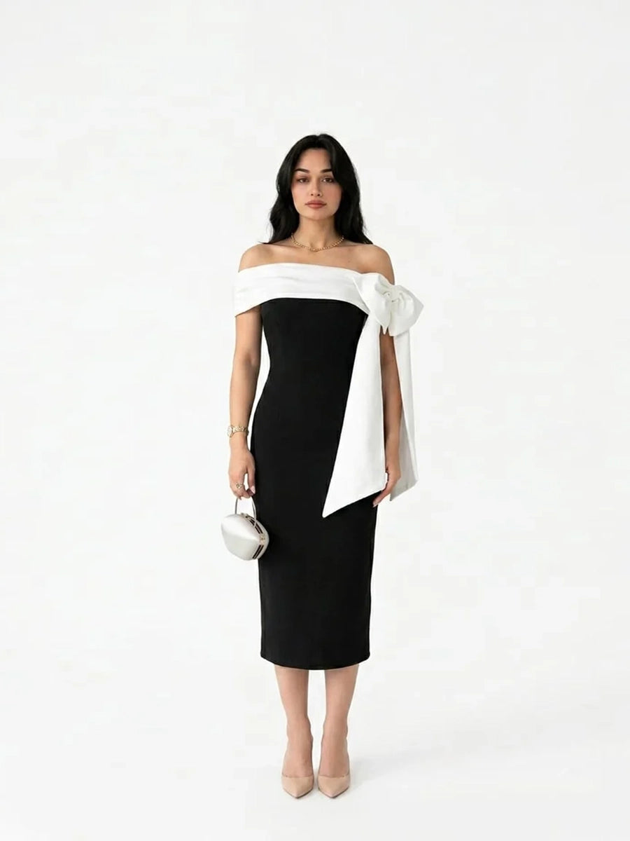 Anche Oblique Shoulder Bandage Niche Dress
