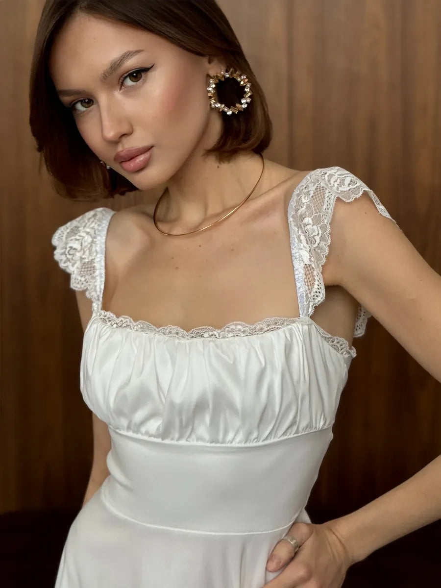 Andora Simple Square Neck Slim Halter Dress