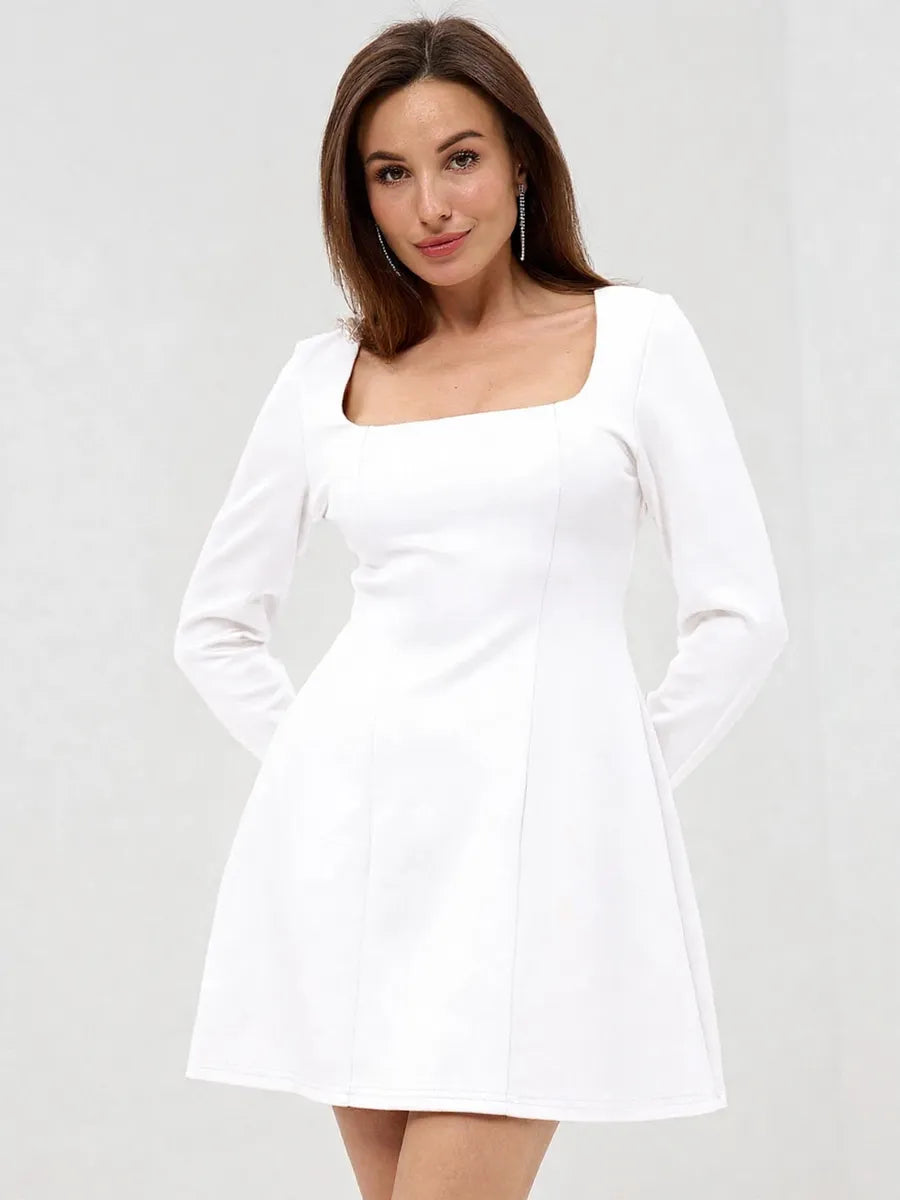 Andra Slim Fit Square Collar Long Sleeve Dress
