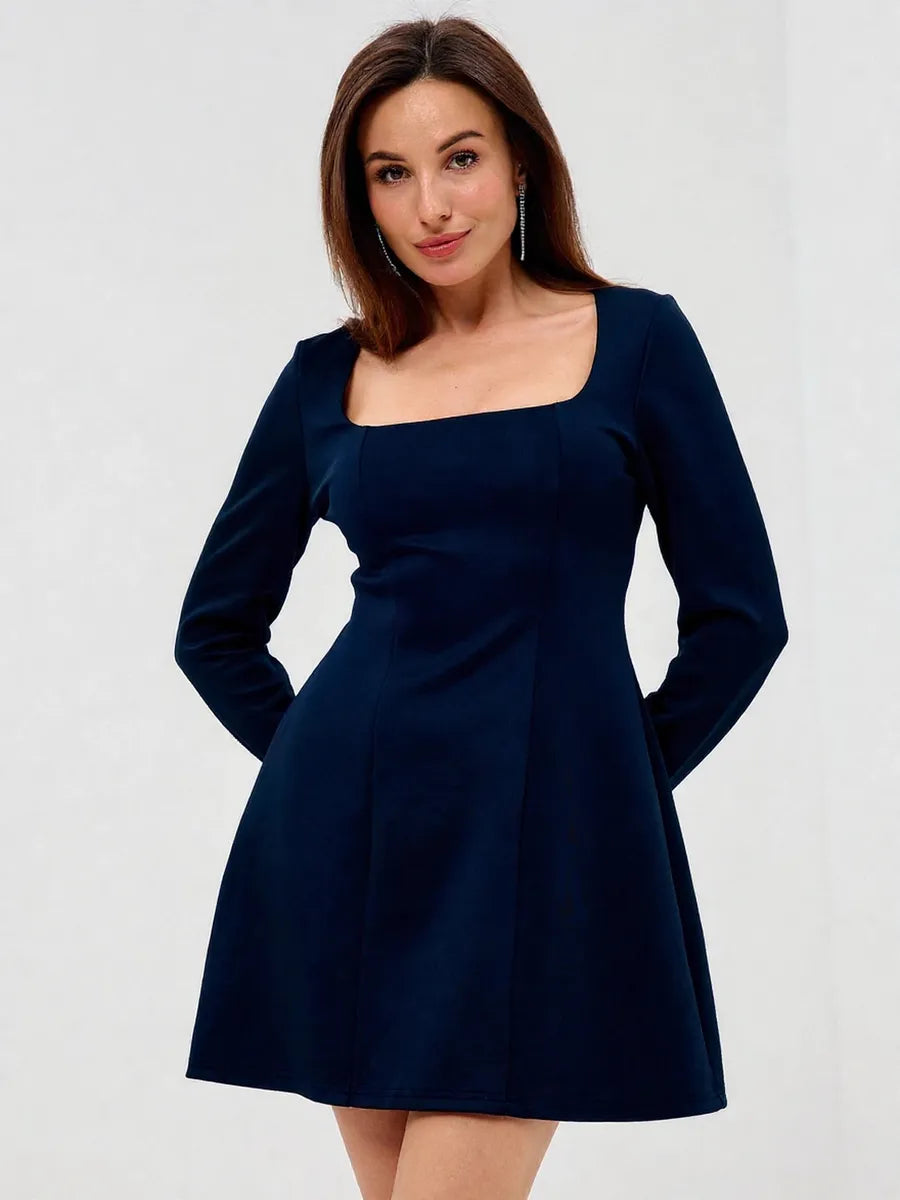 Andra Slim Fit Square Collar Long Sleeve Dress