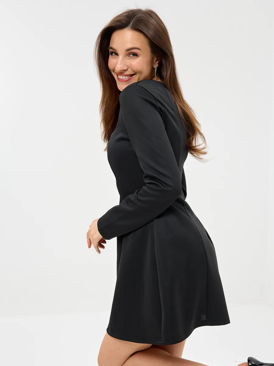 Andra Slim Fit Square Collar Long Sleeve Dress