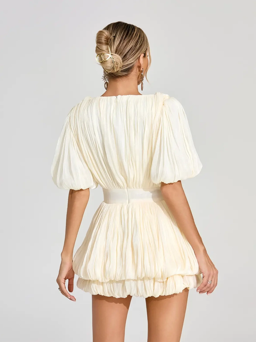 Anis Floral Ruffle Patchwork Design Mini Dress