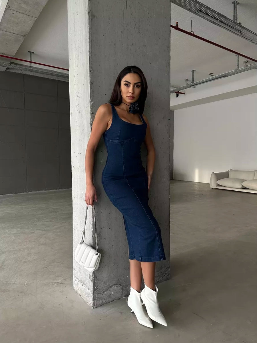 Arabe Zippered Vest Style Suspender Dress
