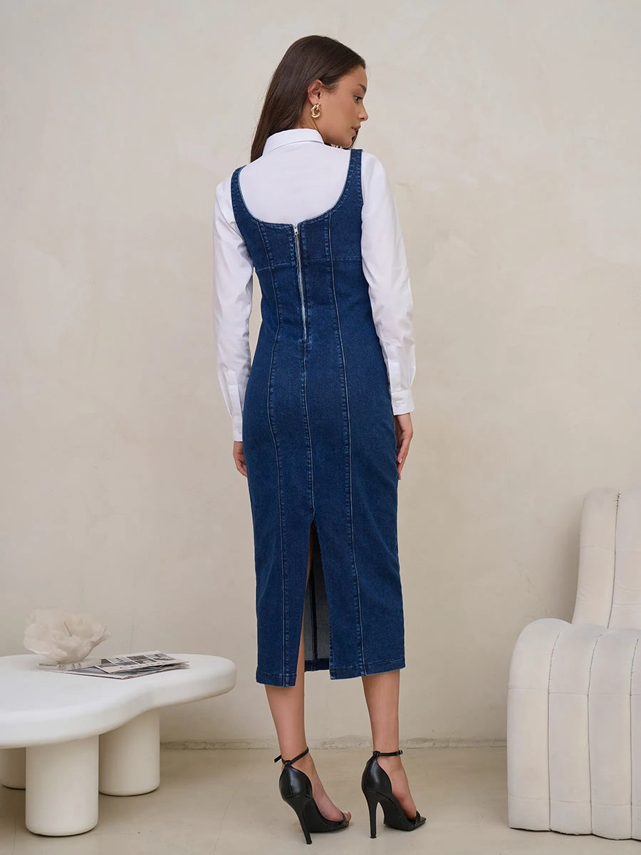 Arabe Zippered Vest Style Suspender Dress