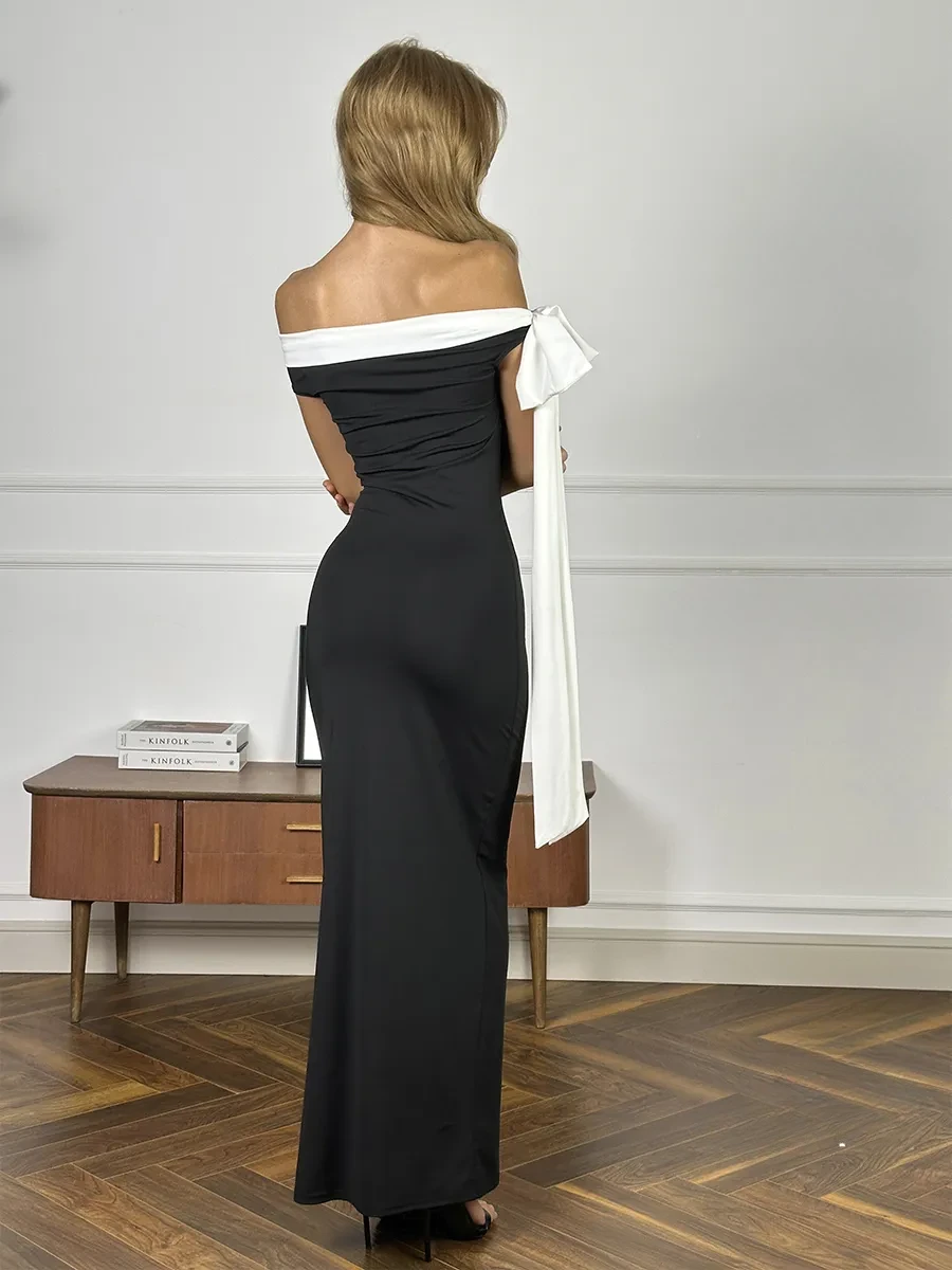 Armaine Off Shoulder Ribbon Slim Fit Dress