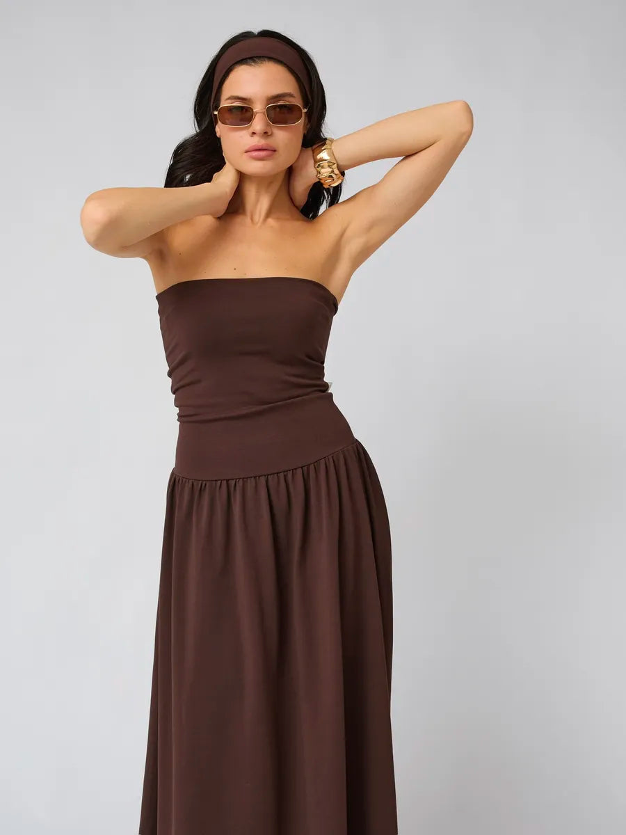 Astrid Strapless Pleated Evening Dress