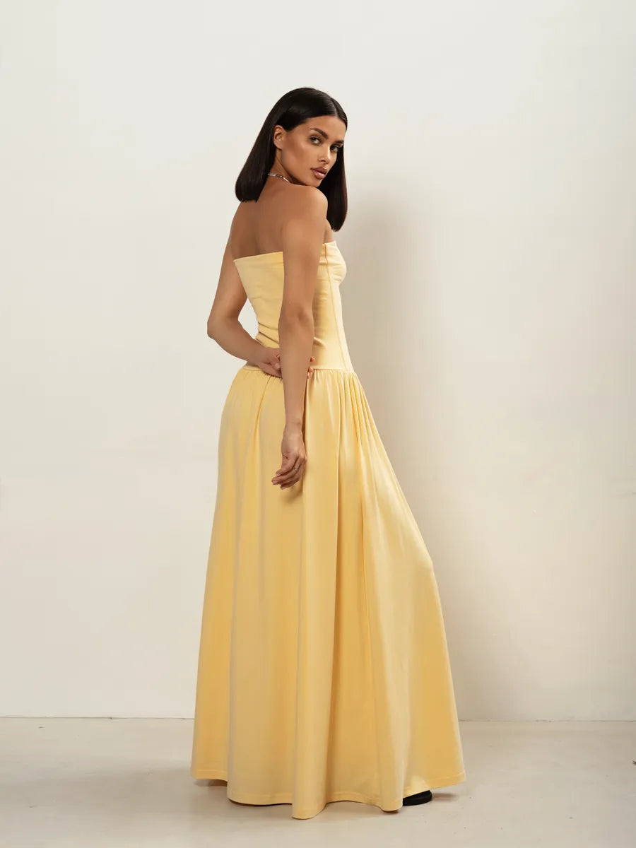 Astrid Strapless Pleated Evening Dress