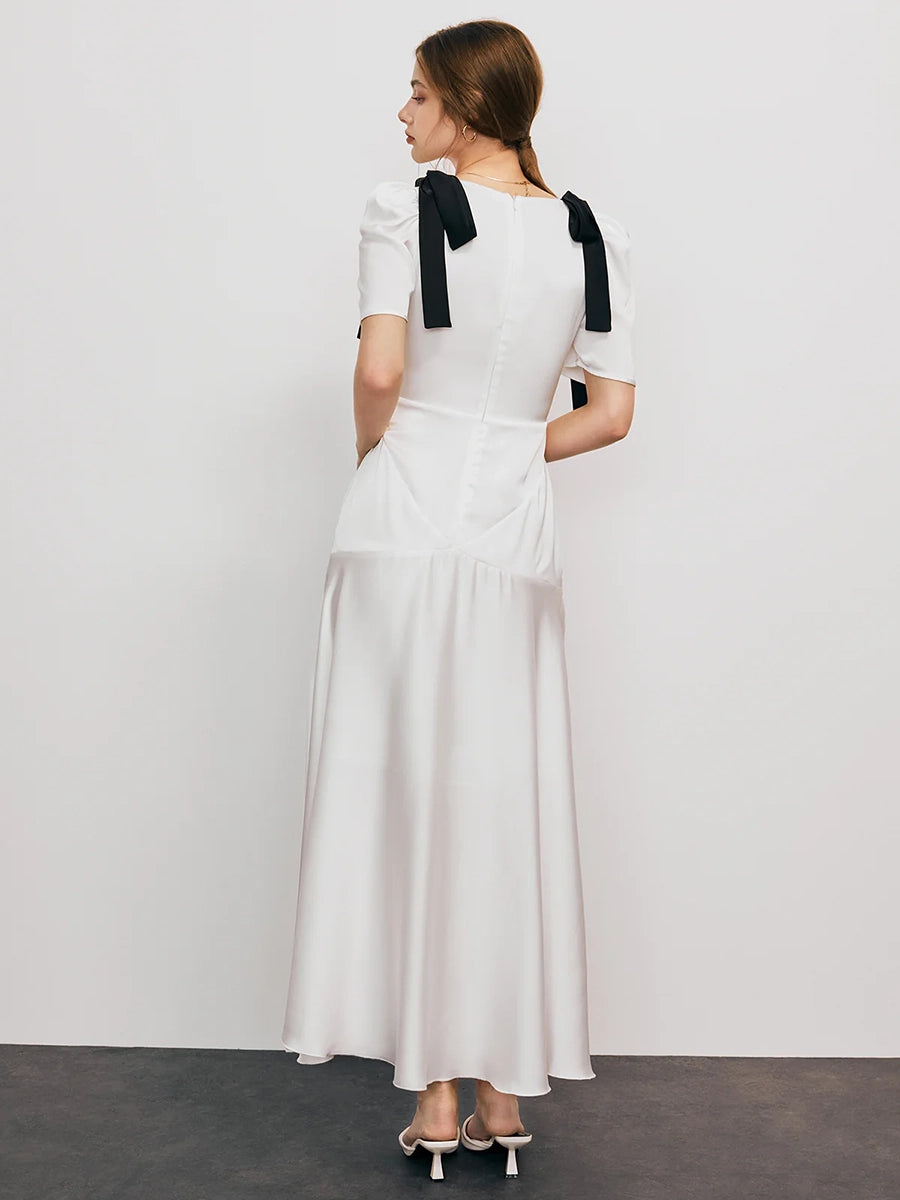 Atella Puff Sleeve Lace Up Dress