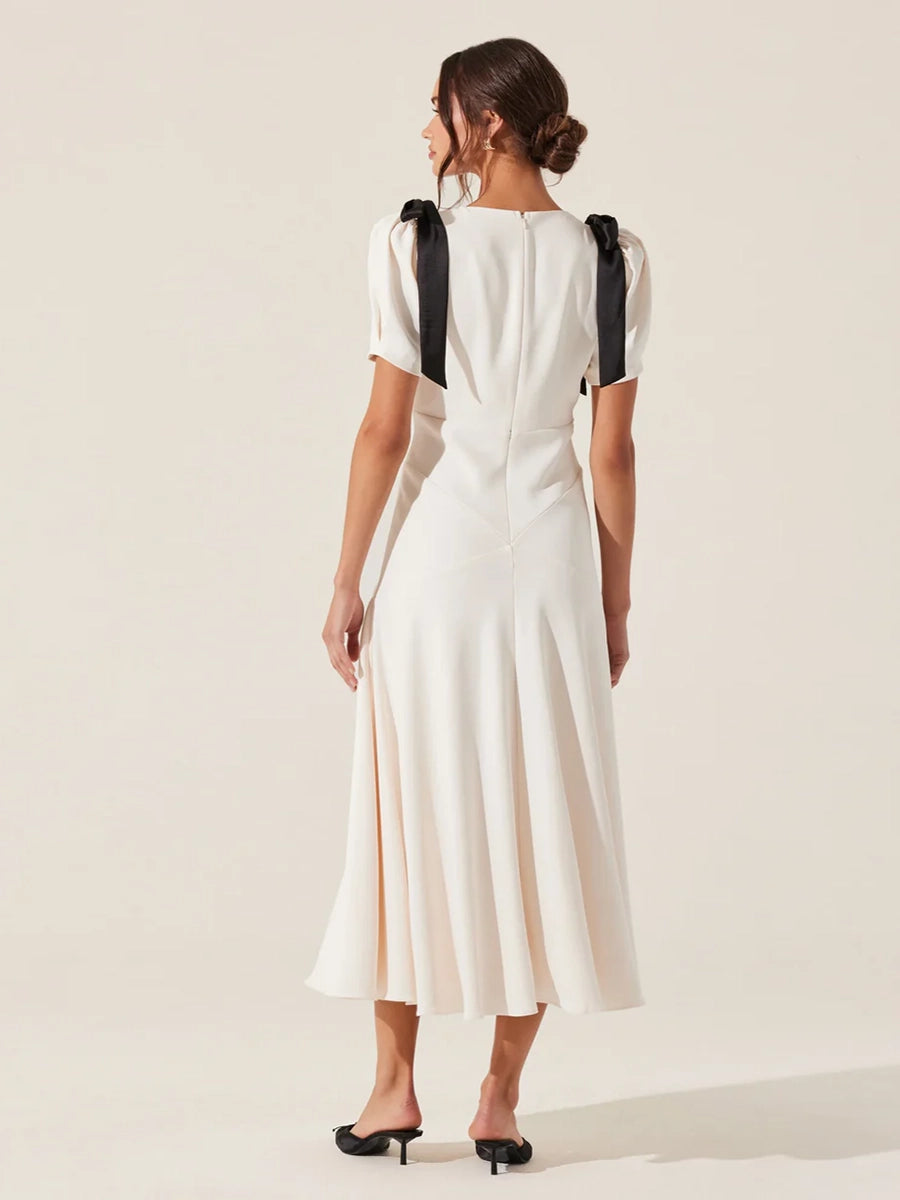Atella Puff Sleeve Lace Up Dress
