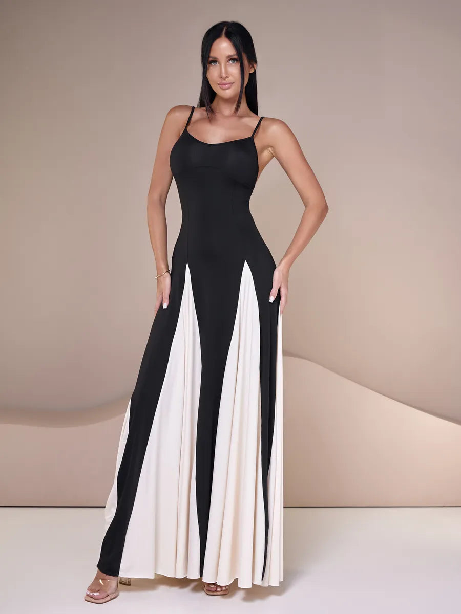 Aurea Color Contrast Sling Dress For Women