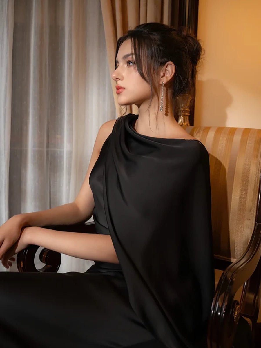 Awziya Satin Elegant Maxi Evening Dress