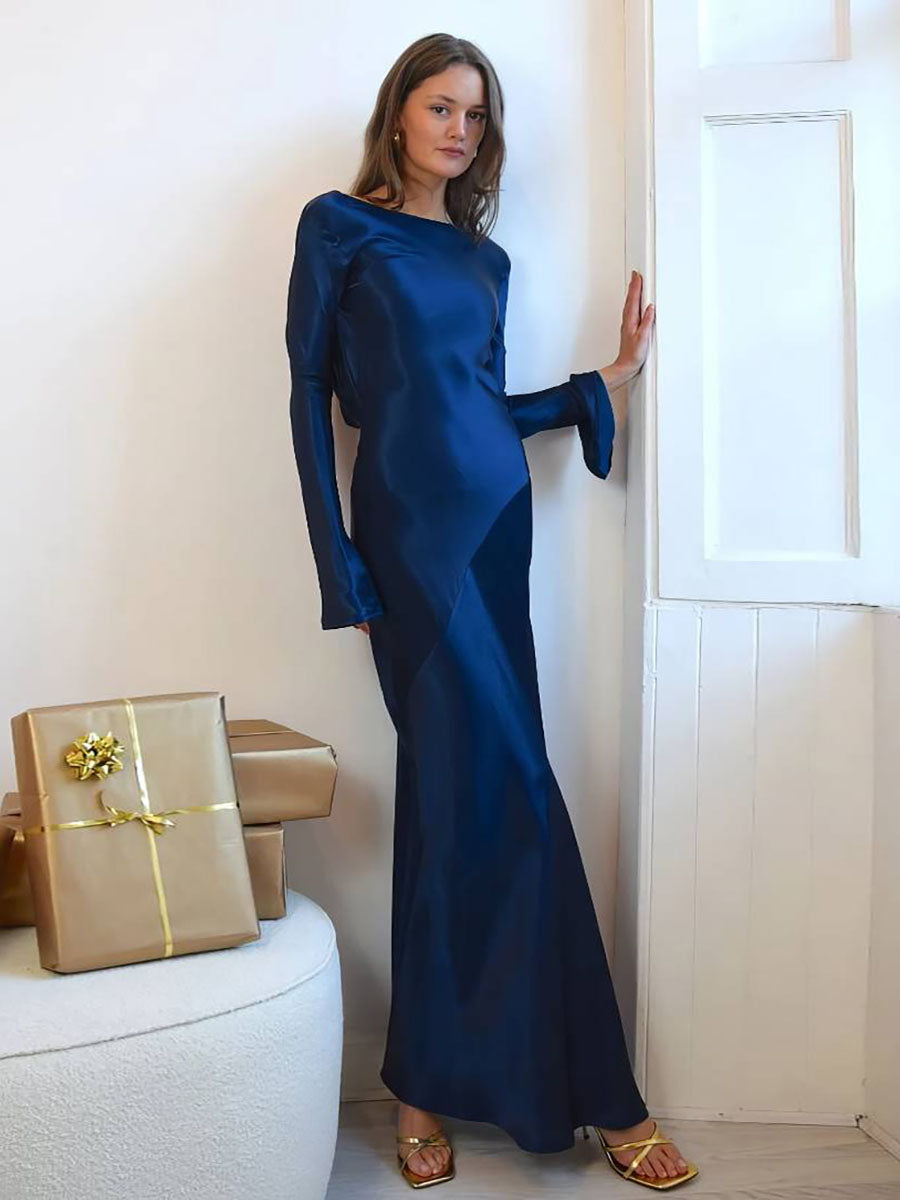 Aylin Autumn Evening Backless Long Sleeve Dress