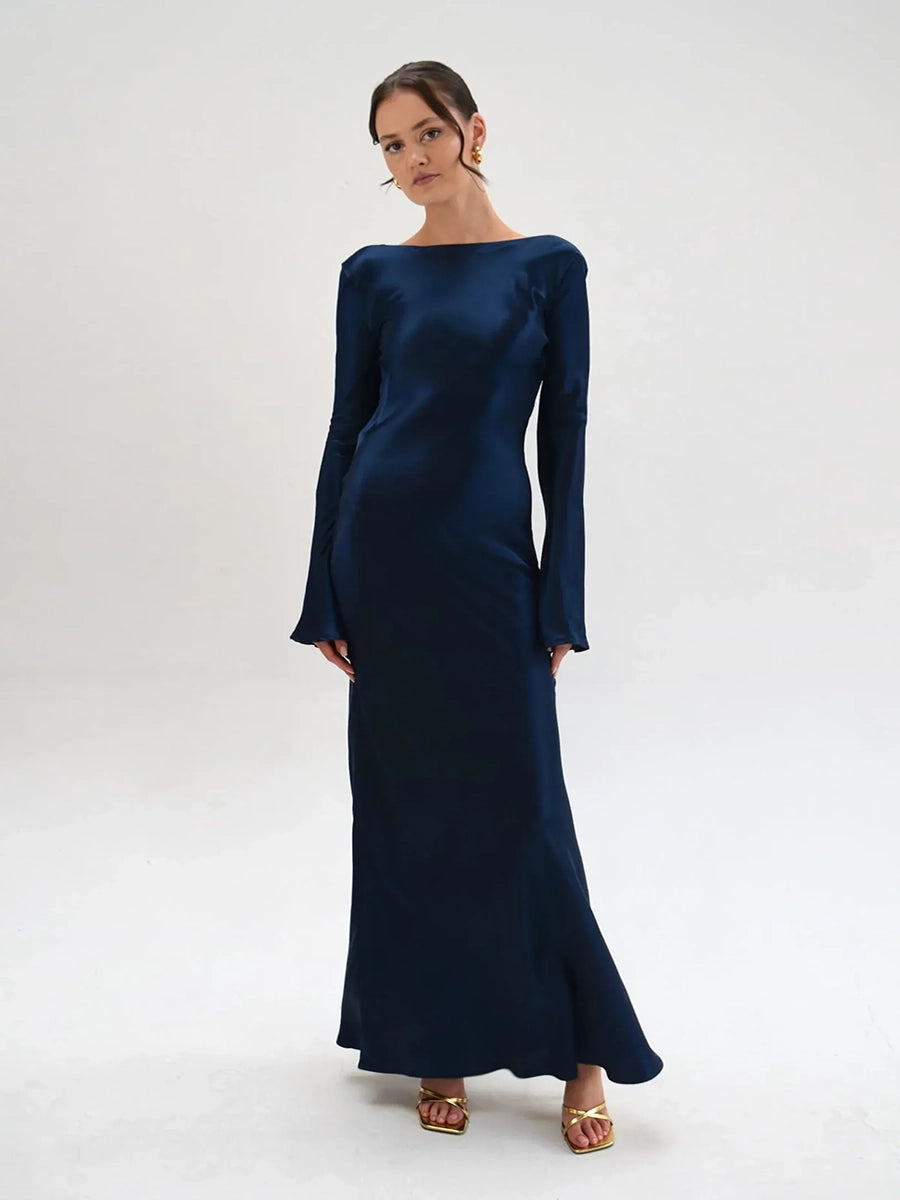 Aylin Autumn Evening Backless Long Sleeve Dress