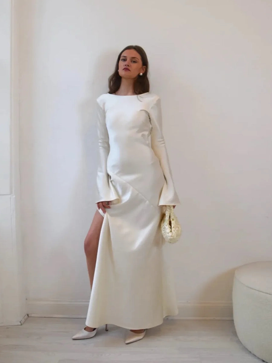 Aylin Autumn Evening Backless Long Sleeve Dress