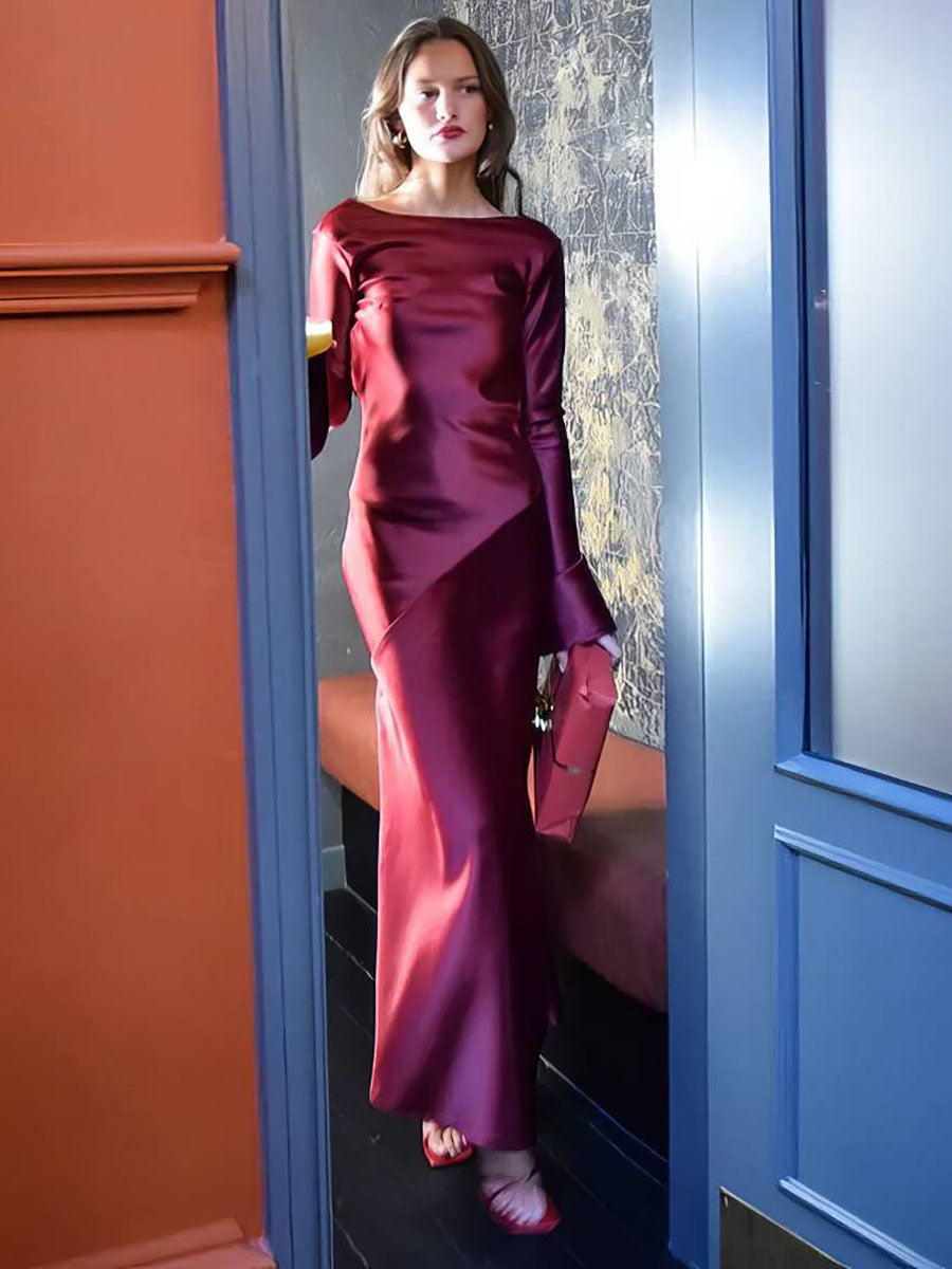Aylin Autumn Evening Backless Long Sleeve Dress
