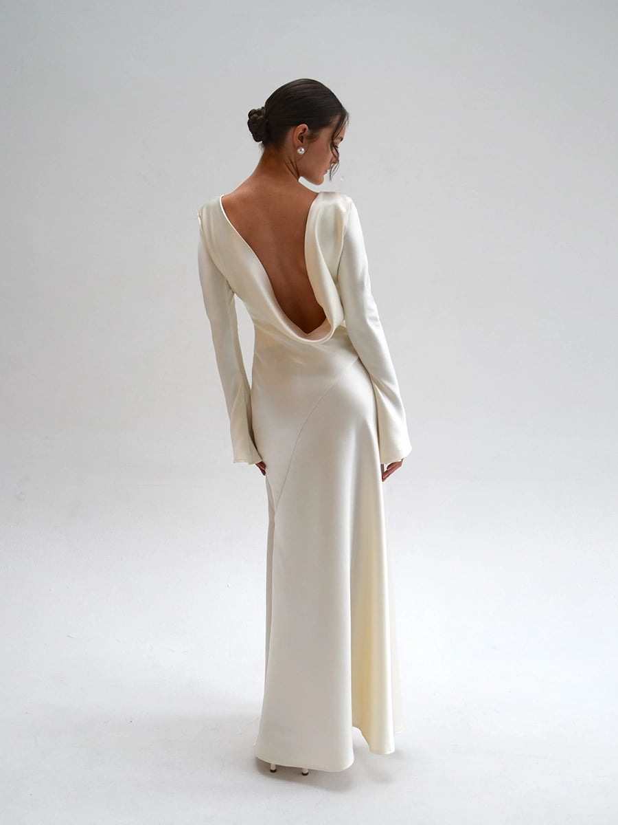 Aylin Autumn Evening Backless Long Sleeve Dress