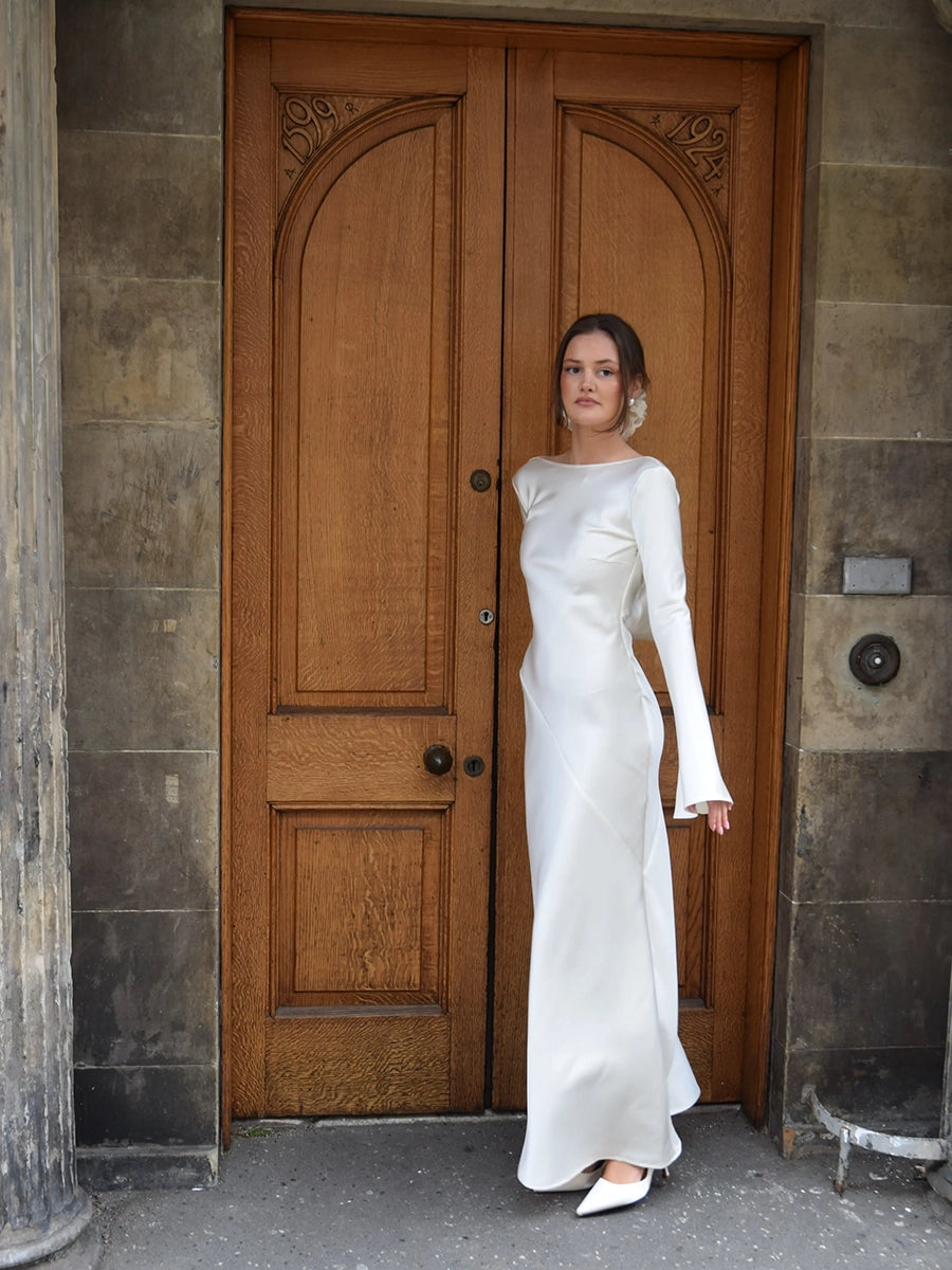 Aylin Autumn Evening Backless Long Sleeve Dress