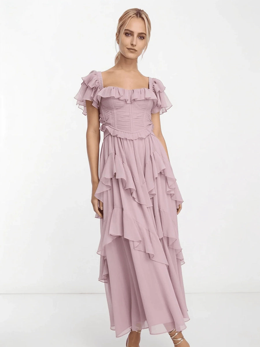 Aynard Summer Ruffled Short Sleeved Dress