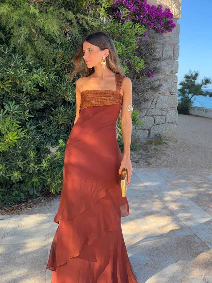 Abalina Sleeveless Cascading Ruffle Skew Collar Maxi Dressmaxi dressCelidiorCelidiorCJLY237033401AZ2null