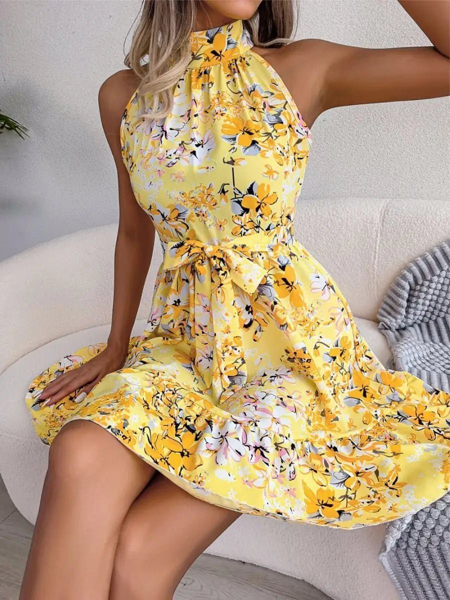 Abbey Flowers Print Halterneck Dressmini dressCelidiorCelidiorCJLY201135801AZnull