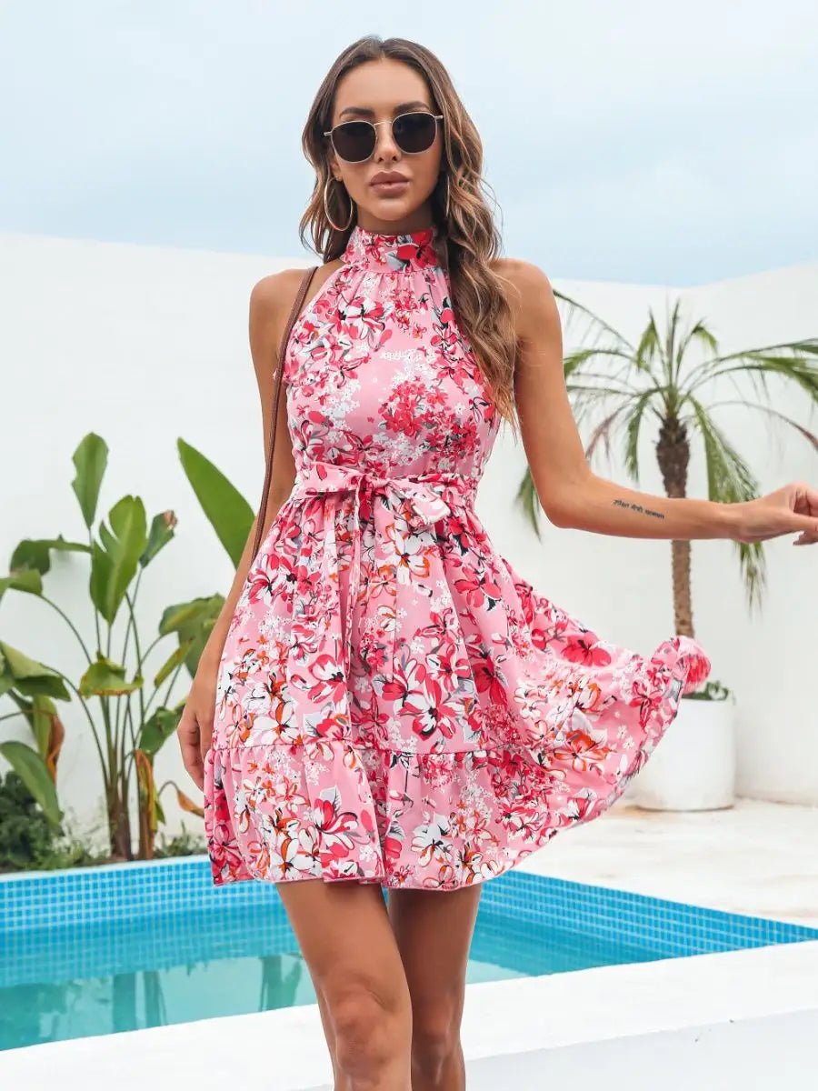 Abbey Flowers Print Halterneck Dressmini dressCelidiorCelidiorCJLY201135811KPnull