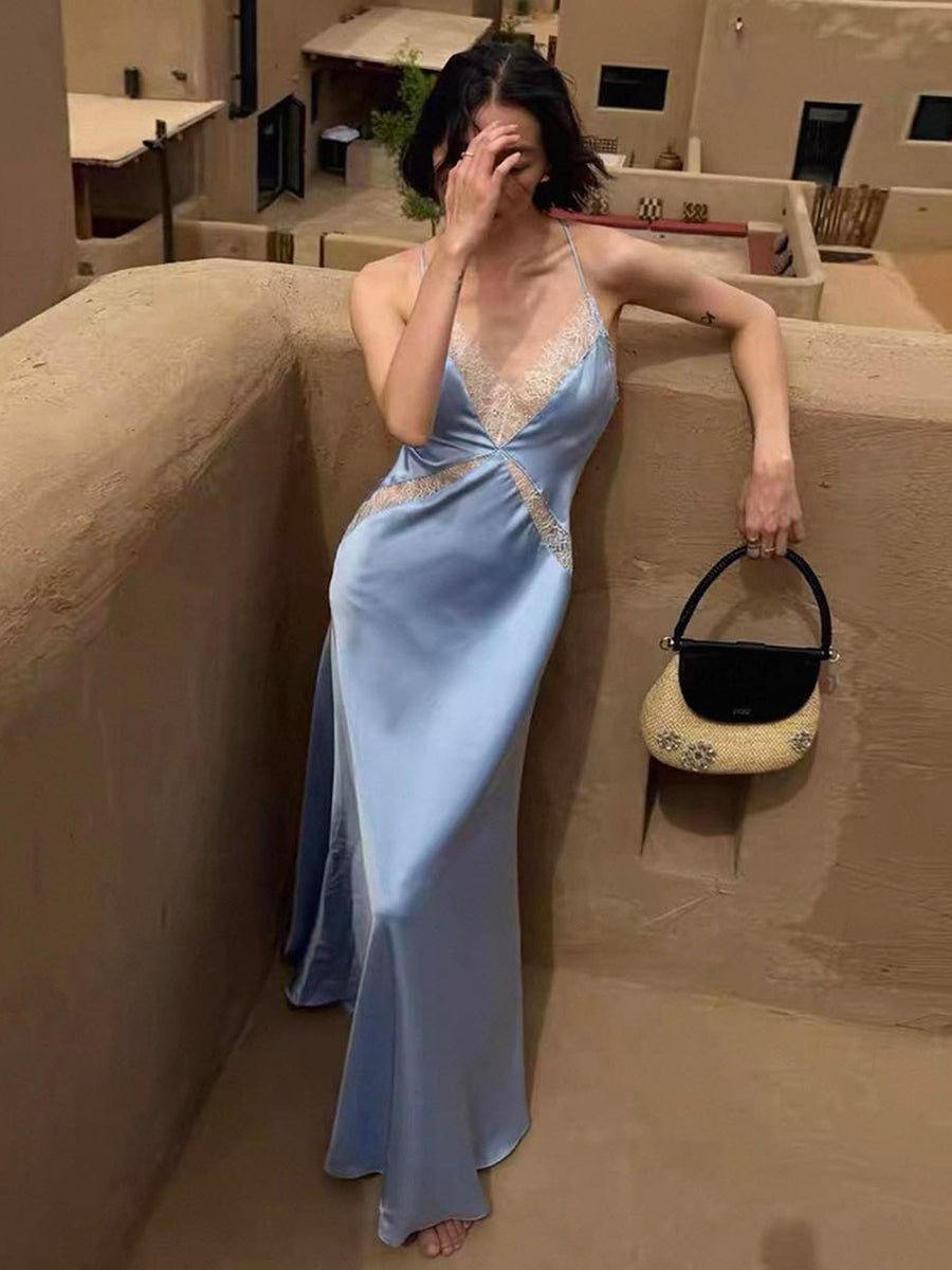 Acara Stain Elegant Sling Lace Patchwork Backless Dressmaxi dressCelidiorCelidiorCJLY282769801AZ2null