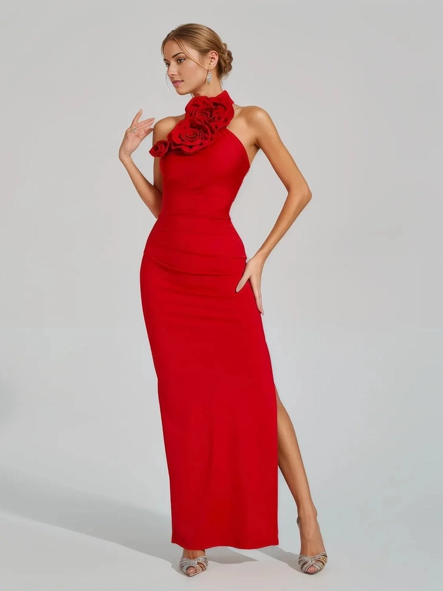 Addie White Ribbon Flower Halter Long High Sense Dressmaxi dressCelidiorCelidiorCJLY226676405EVnull