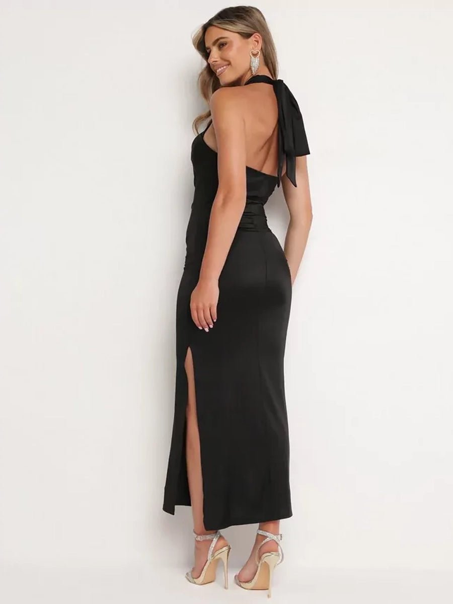 Addie White Ribbon Flower Halter Long High Sense Dressmaxi dressCelidiorCelidiorCJLY226676405EVnull