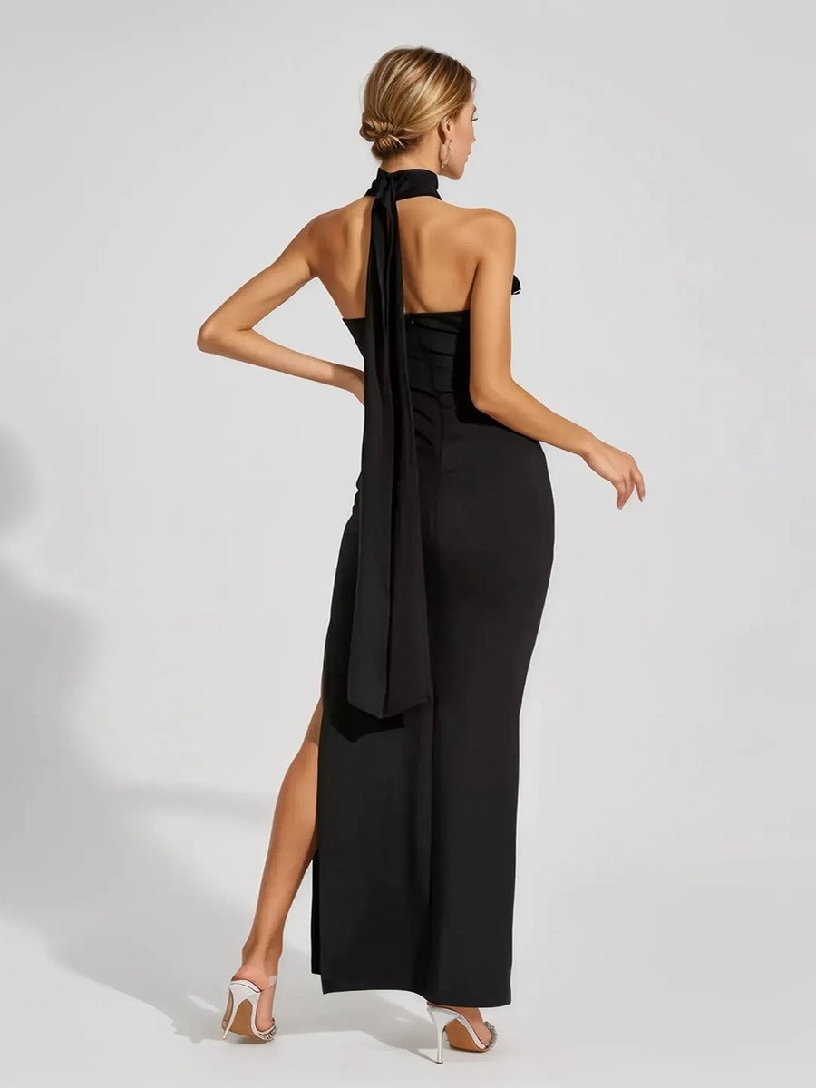Addie White Ribbon Flower Halter Long High Sense Dressmaxi dressCelidiorCelidiorCJLY226676405EVnull