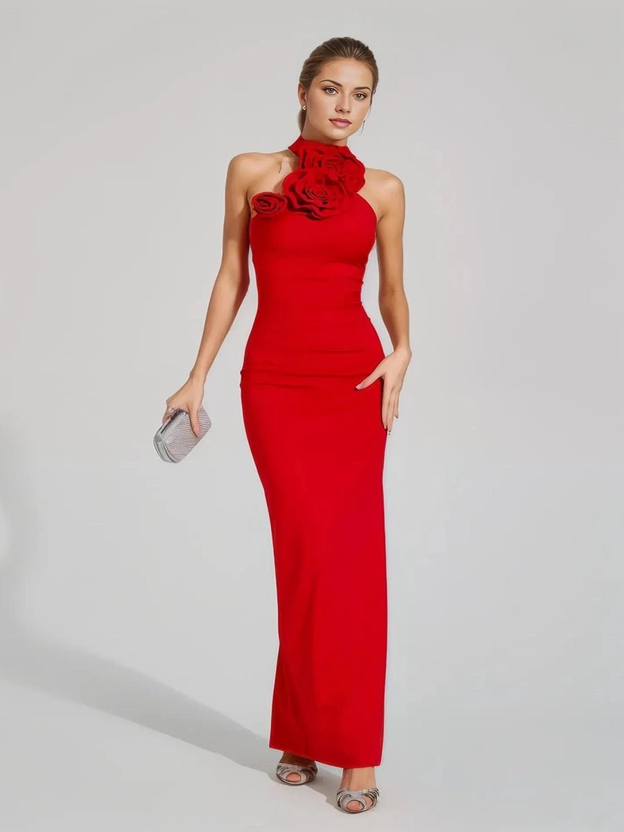 Addie White Ribbon Flower Halter Long High Sense Dressmaxi dressCelidiorCelidiorCJLY226676409IRnull