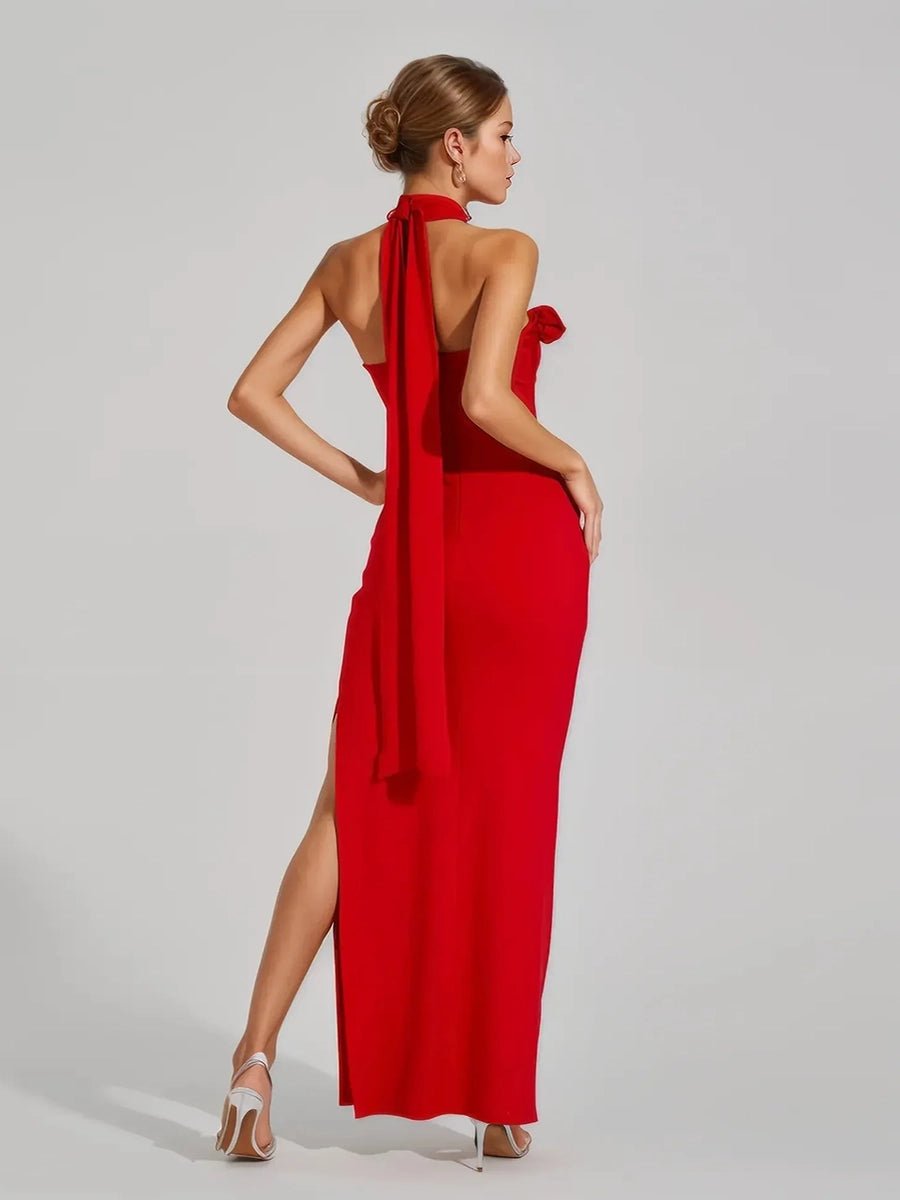 Addie White Ribbon Flower Halter Long High Sense Dressmaxi dressCelidiorCelidiorCJLY226676409IRnull