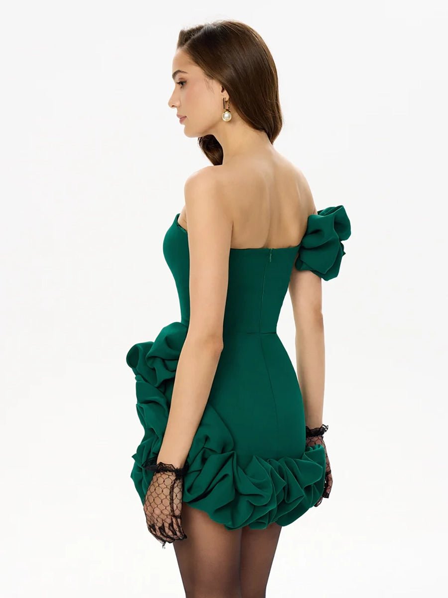 Adonna One Shoulder Sexy Slim Ruffled Flower Dressmini dressCelidiorCelidiorCJLY176574804DWnull