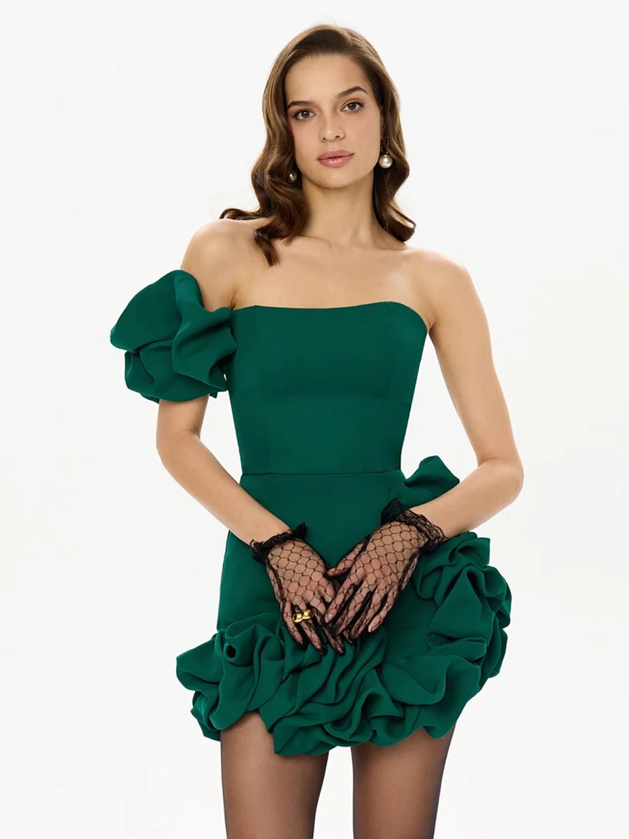 Adonna One Shoulder Sexy Slim Ruffled Flower Dressmini dressCelidiorCelidiorCJLY176574812LOnull