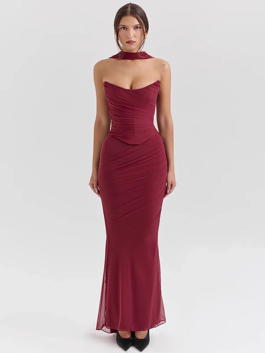 Aegle Women's Tube Top Sheath Slim Fit Maxi Dress - Celidior