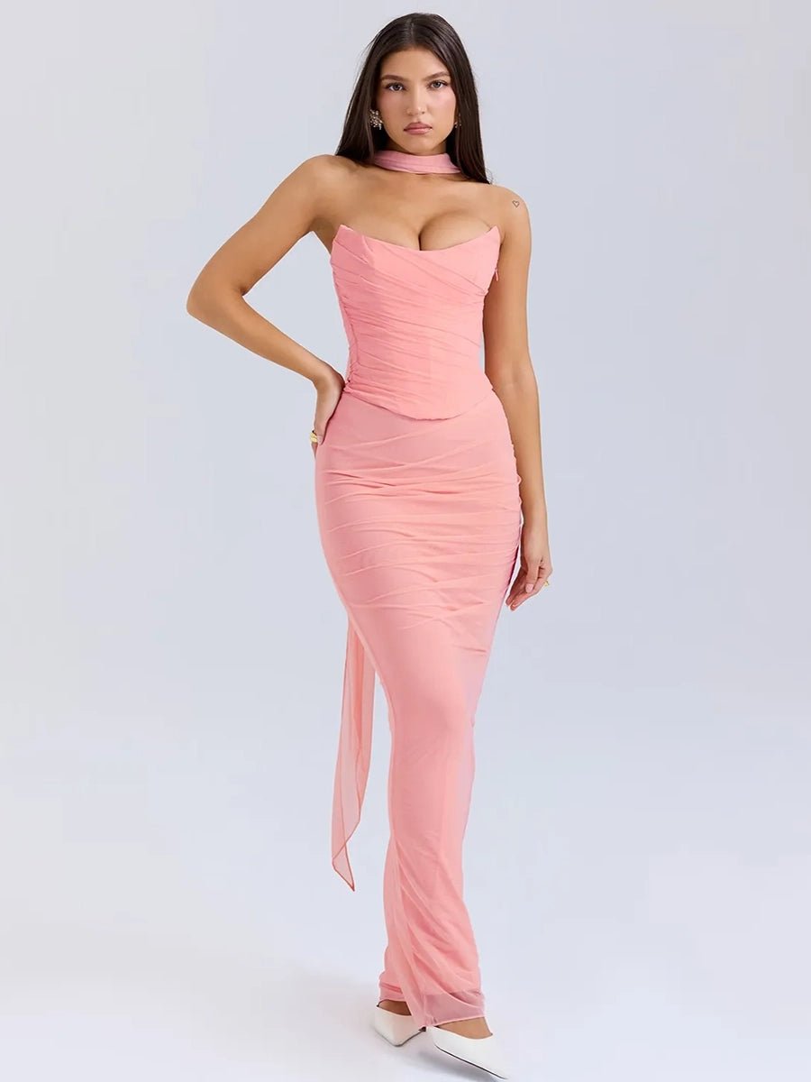 Aegle Women's Tube Top Sheath Slim Fit Maxi Dress - Celidior