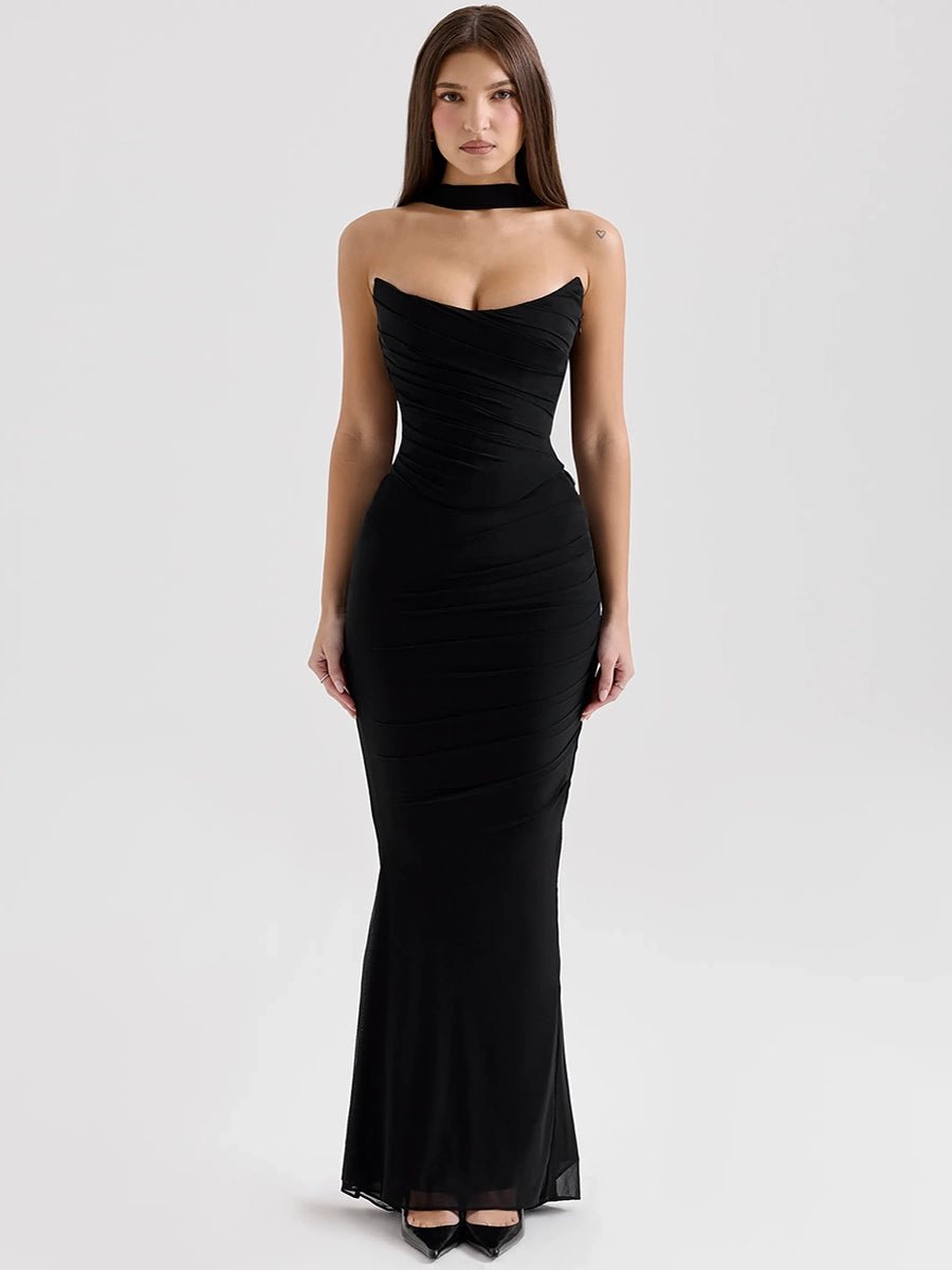 Aegle Women's Tube Top Sheath Slim Fit Maxi Dress - Celidior