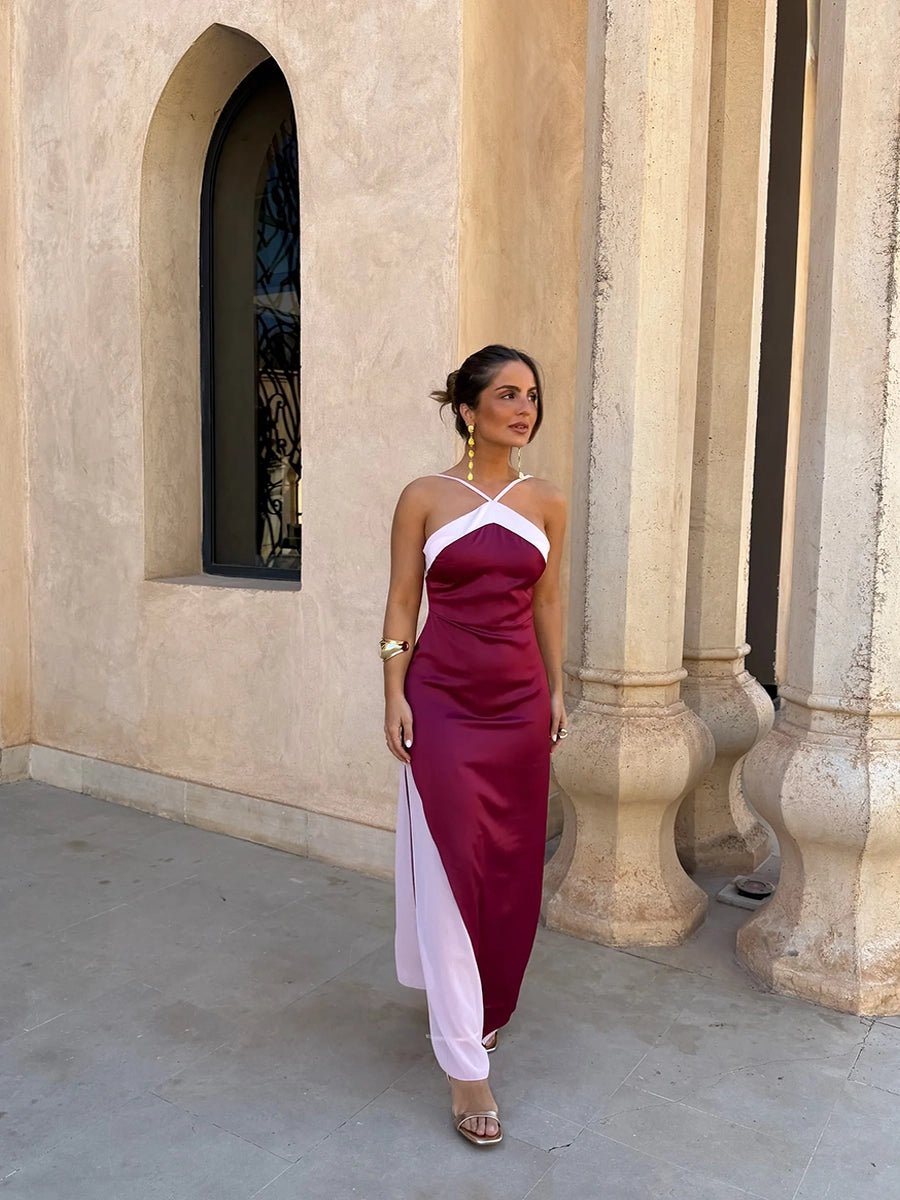 Aeunice Sleeveless Color Block Halter Dressmaxi dressCelidiorCelidiorCJLY297450101AZnull