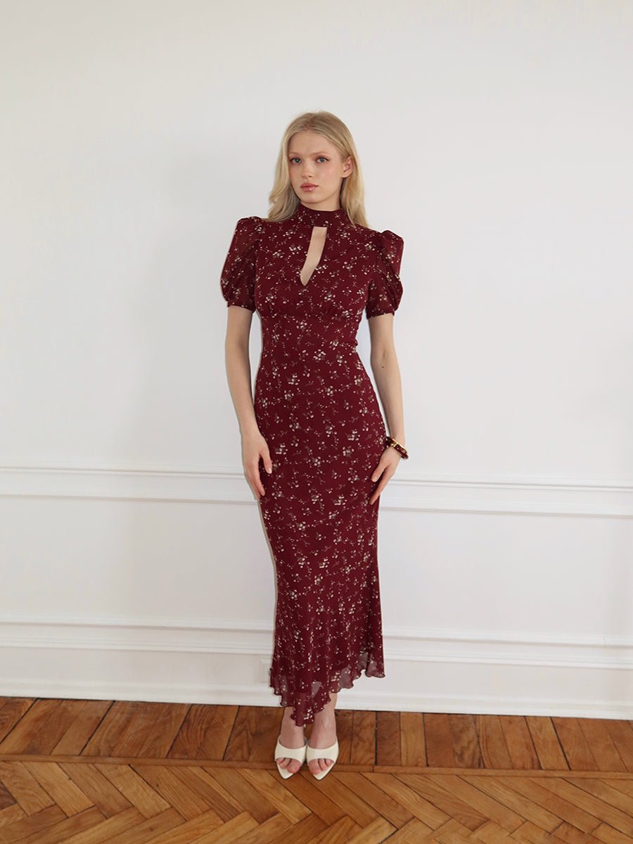 Agenvi Elegant Floral Printed Hollow Floral Maxi Dressmaxi dressCelidiorCelidiorCJLY272931501AZ