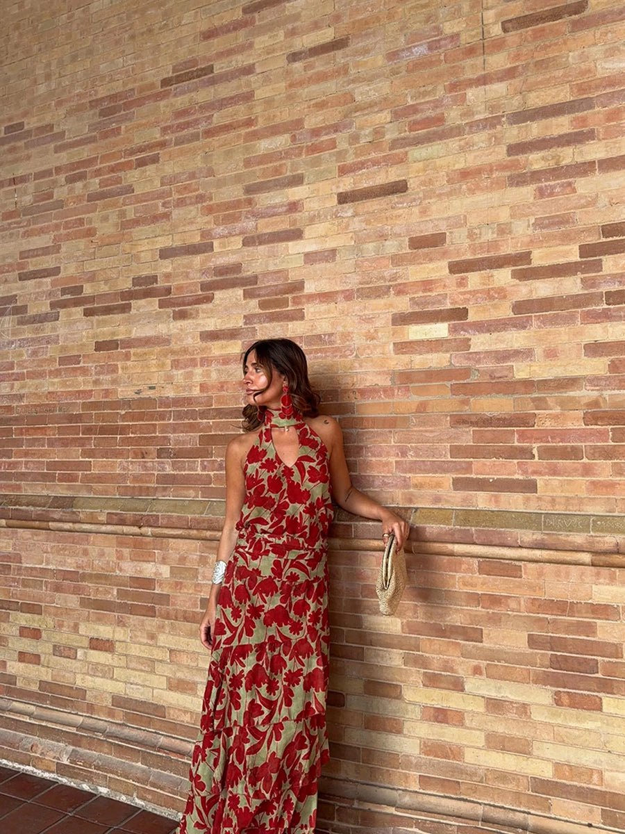 Agisell Vintage Floral Sleeveless Backless Ruffle Set Dressmaxi dressCelidiorCelidiorCJLY297450101AZ12null