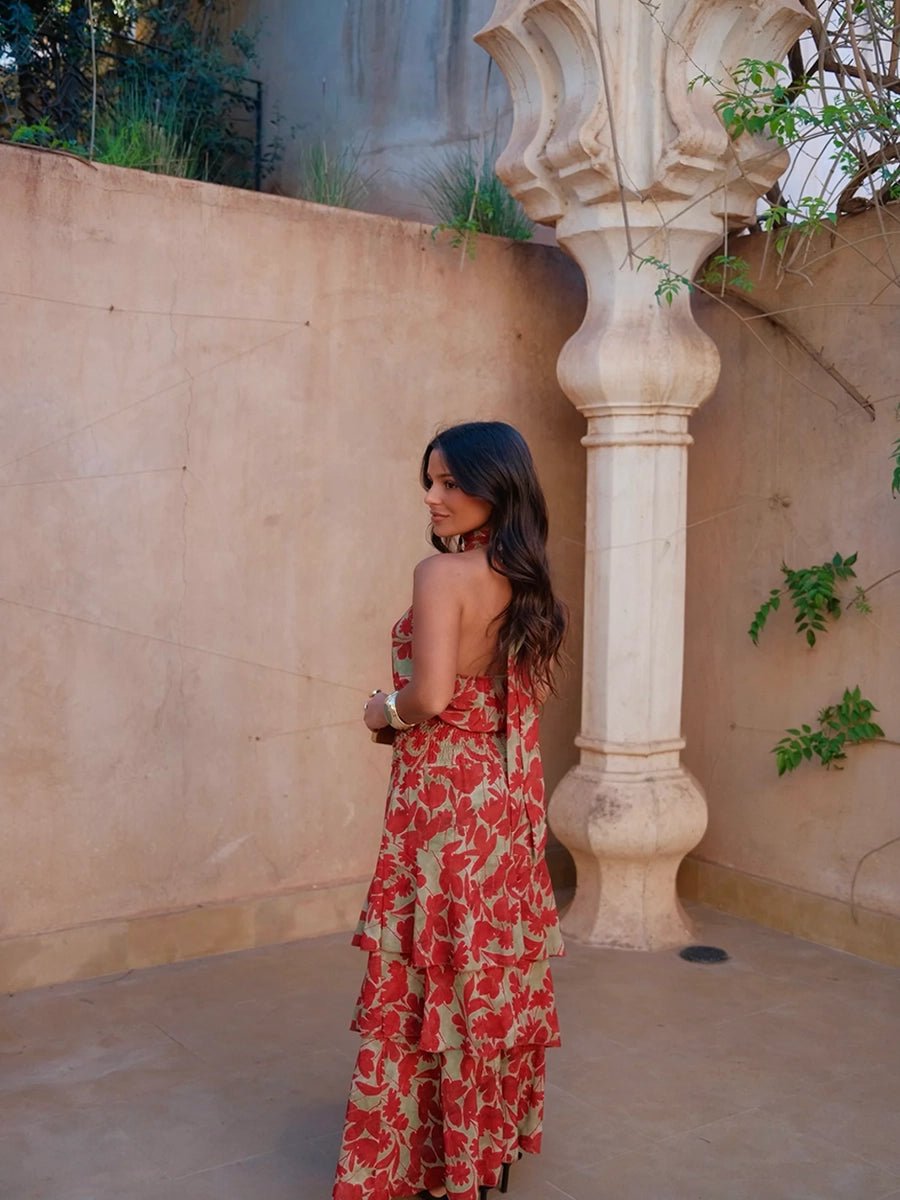 Agisell Vintage Floral Sleeveless Backless Ruffle Set Dressmaxi dressCelidiorCelidiorCJLY297450101AZ12null