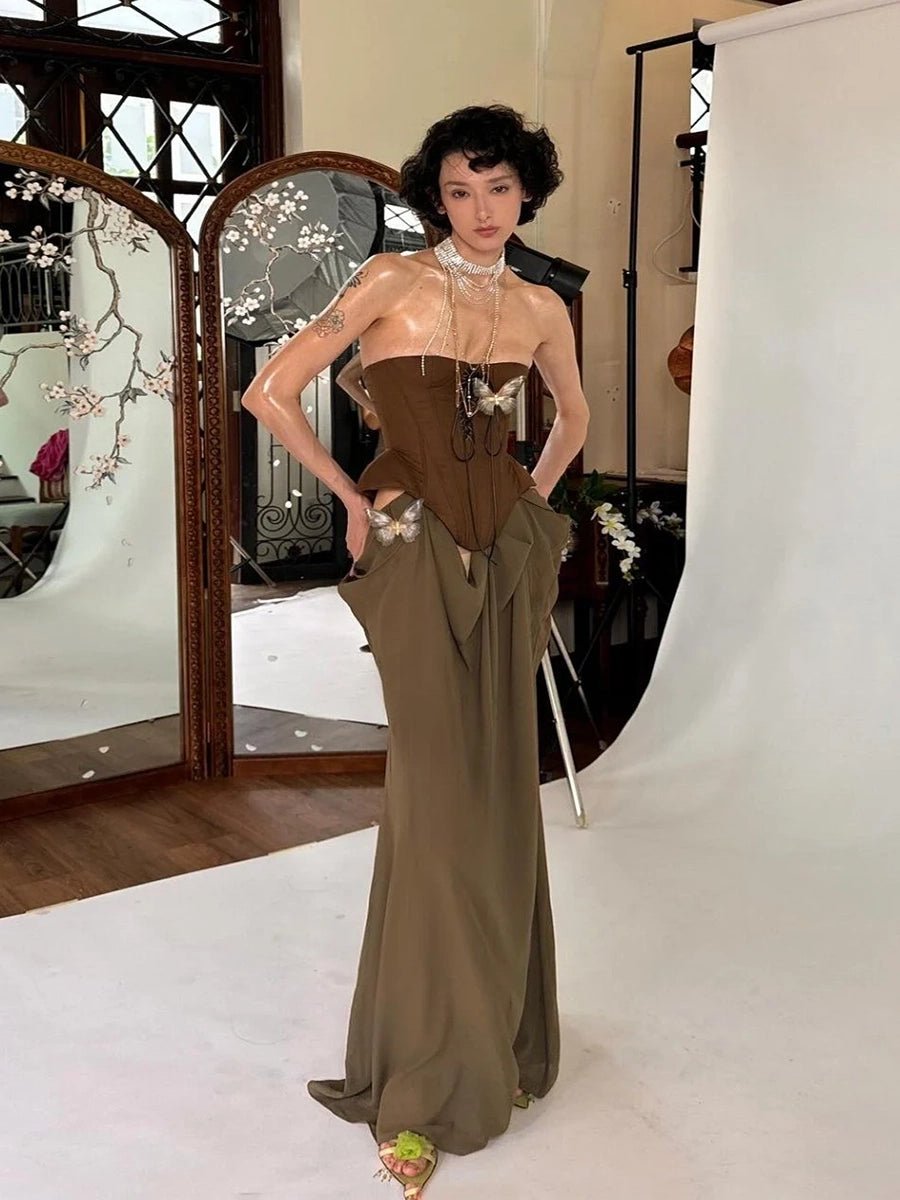 Ahinmayi Midriff Butterfly Decorative Hem Dressmaxi dressCelidiorCelidiorCJLY237033401AZnull