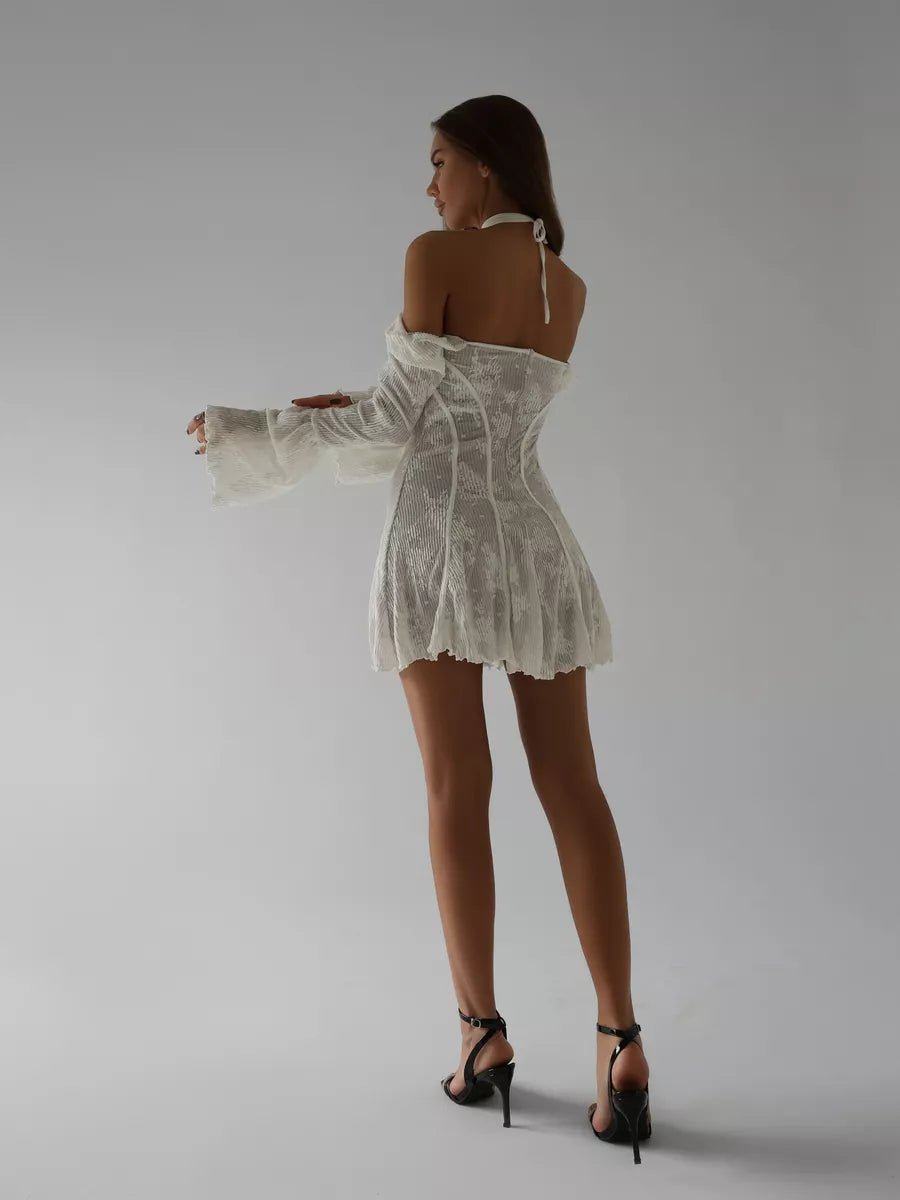 Ailin Lace Square Collar Long Sleeve Mini Women’s Dress - Celidior
