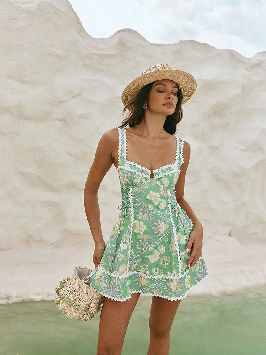 Ajessi Linen Sleeveless Strap Lace Mini Dressmini dressCelidiorCelidiorCJLY285081301AZnull