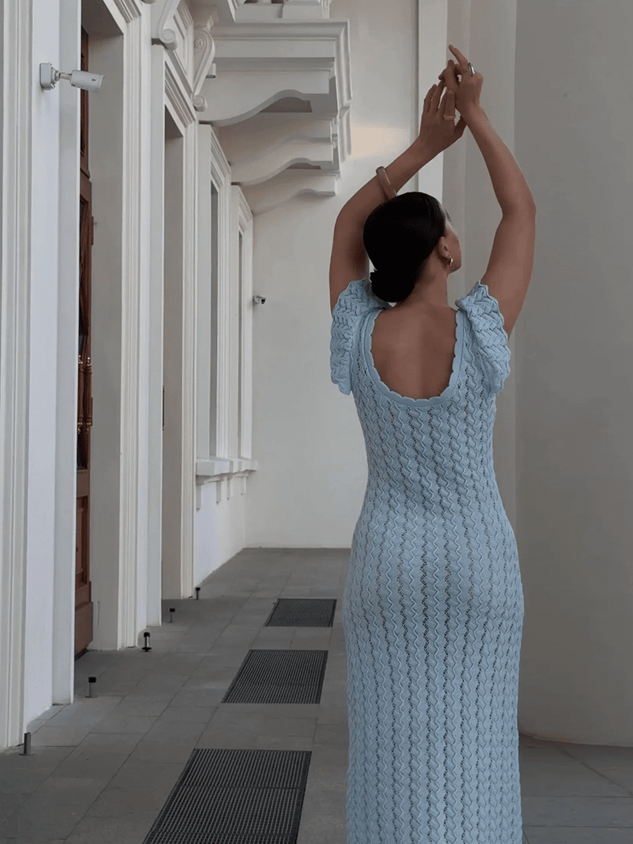 Akusum Sleeveless Crocheted Openwork Design V-Neck Dressmaxi dressCelidiorCelidiorCJLY336689401AZnull