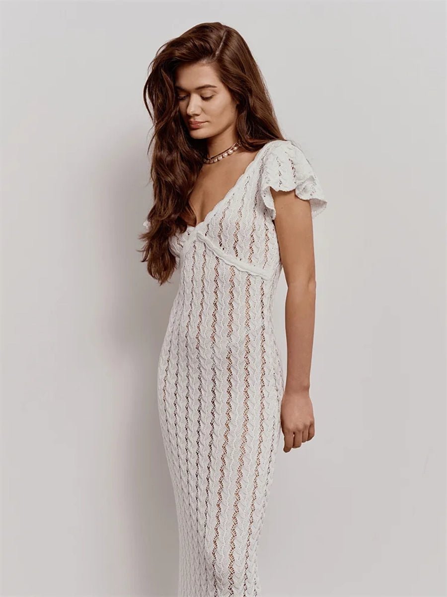 Akusum Sleeveless Crocheted Openwork Design V-Neck Dressmaxi dressCelidiorCelidiorCJLY336689404DWnull