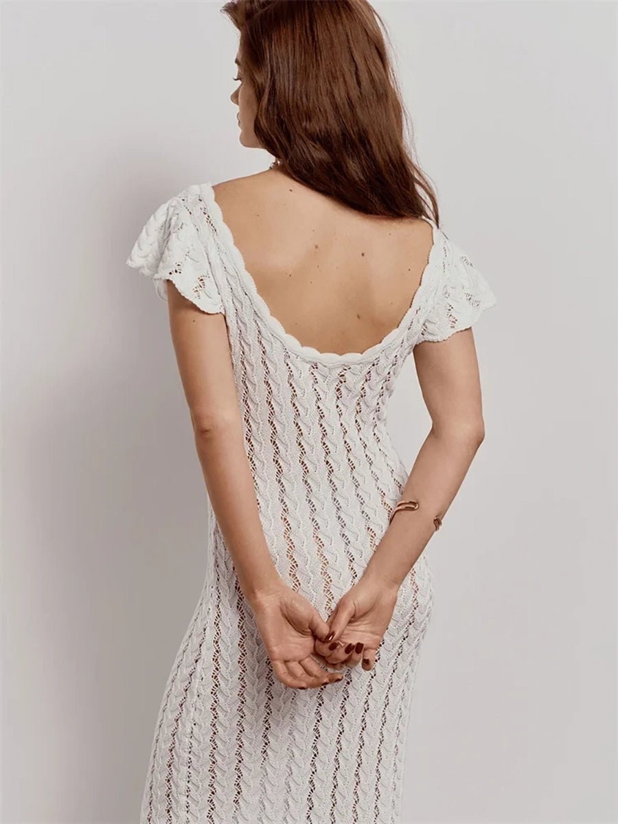 Akusum Sleeveless Crocheted Openwork Design V-Neck Dressmaxi dressCelidiorCelidiorCJLY336689404DWnull