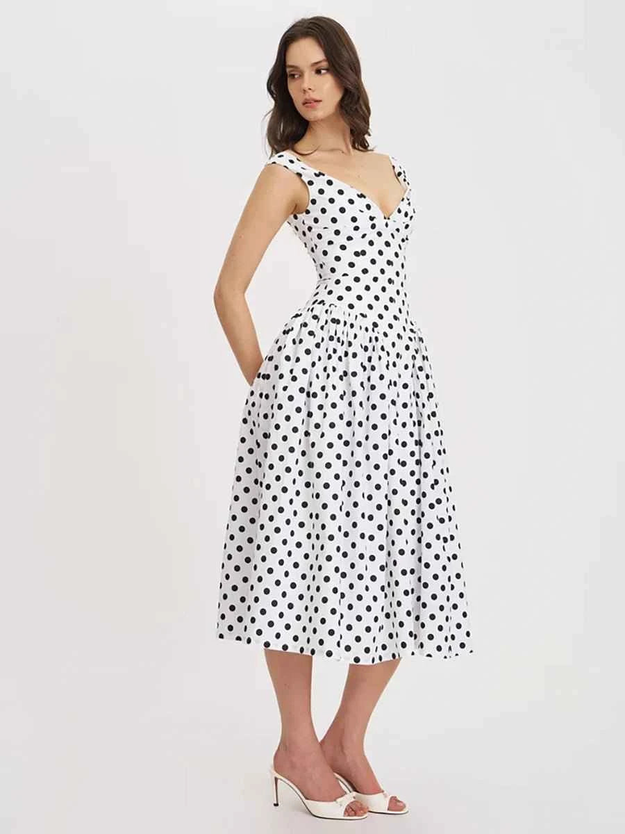 Alind Polkan Dot Strap Elegant Party Dress